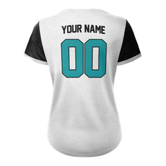 Custom Grey Black Split Button Down Baseball Jersey for Women