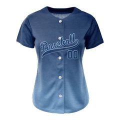 Custom Blue Gradient Button Down Baseball Jersey for Women