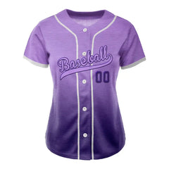 Custom Purple Violet Gradient Button Down Baseball Jersey for Women