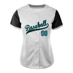 Custom Grey Black Split Button Down Baseball Jersey for Women