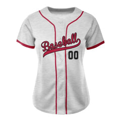Custom Grey Heather Button Down Baseball Jersey for Women