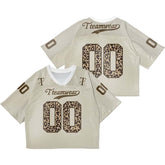 Custom Khaki Leopard Oversized Football Jersey Street Fashion T-shirt