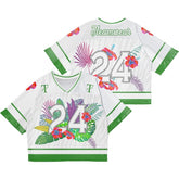 Custom White Floral Oversized Football Jersey Street Fashion T-shirt