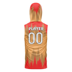 Flame Hooded Compression 7V7 Flag football Jersey 3D back