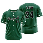 Custom White Green Button Down Classic Baseball Jersey