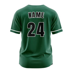 Custom White Green Button Down Classic Baseball Jersey