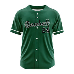 Custom White Green Button Down Classic Baseball Jersey