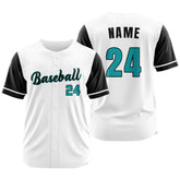 Custom White Black Button Down Baseball Jersey