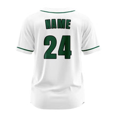 Custom White Green Button Down Classic Baseball Jersey