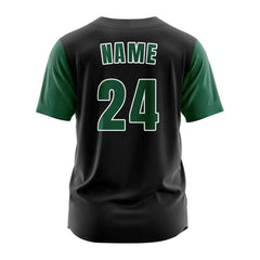 Custom Black Green Button Down Classic Baseball Jersey