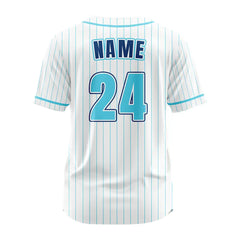 Custom Teal Pinestripe Button Down Baseball Jersey