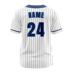 Custom Blue Pinestripe Button Down Baseball Jersey