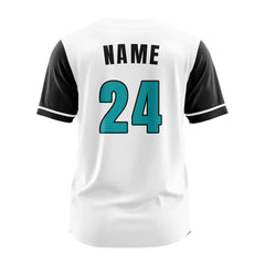 Custom White Black Button Down Baseball Jersey