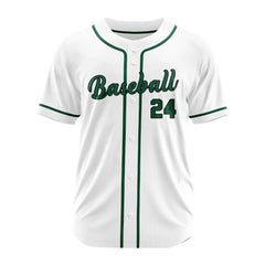 Custom White Green Button Down Classic Baseball Jersey
