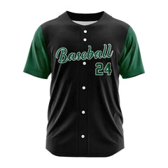 Custom Black Green Button Down Classic Baseball Jersey