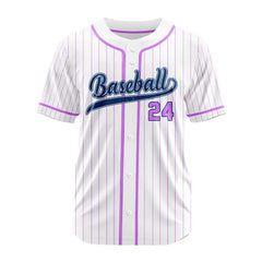 Custom Plum Red Pinestripe Button Down Baseball Jersey
