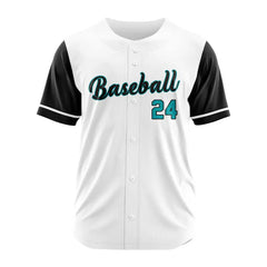 Custom White Black Button Down Baseball Jersey