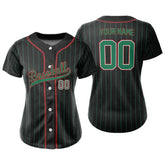 Black Pinstripe Custom Full Button Mexico Baseball Jersey for Women