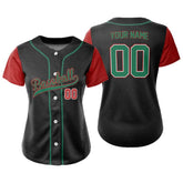 Colorblock Red Custom Full Button Mexico Baseball Jersey for Women