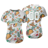Custom Tacos Full Button Mexico Baseball Jersey for Women