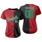 Custom Red Black Split Full Button Mexico Baseball Jersey for Women