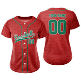 Custom Red Green Full Button Mexico Baseball Jersey for Women