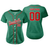 Custom Green-Red Full Button Mexico Baseball Jersey for Women