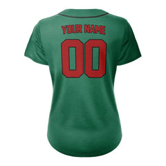 Custom Green Black Full Button Mexico Baseball Jersey for Women