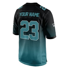 Custom Blue-Black Gradient Authentic Football Jersey