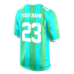 Custom Teal-Green Stripes Authentic Football Jersey