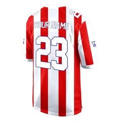 Custom White-Red Stripes Authentic Football Jersey