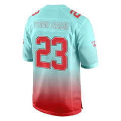 Custom Teal-Red Gradient Authentic Football Jersey