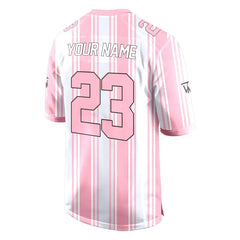 Custom White-Pink Stripes Authentic Football Jersey