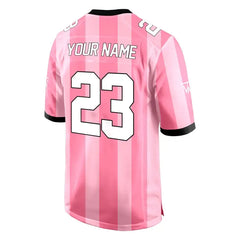 Custom Pink-Rose Stripes Authentic Football Jersey