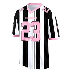 Custom Stripes Pink Authentic Football Jersey