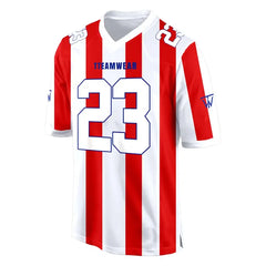 Custom White-Red Stripes Authentic Football Jersey