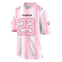 Custom White-Pink Stripes Authentic Football Jersey