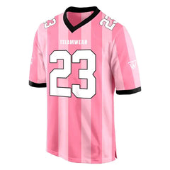 Custom Pink-Rose Stripes Authentic Football Jersey