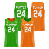 Green-Orange Custom Reversible Basketball Jersey