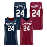Dark Blue-Maroon Custom Reversible Basketball Jersey