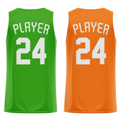 Green-Orange Custom Reversible Basketball Jersey