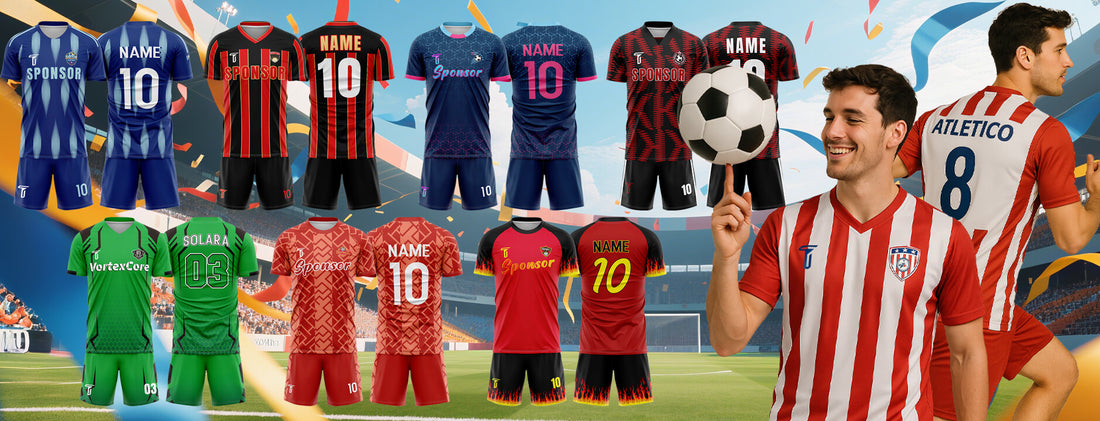 various style soccer jerseys and shorts set