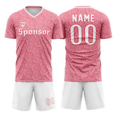 Custom Pink Puzzle Team Soccer Jersey Uniform Set