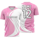 Custom Pink White Wave Team Soccer Jersey