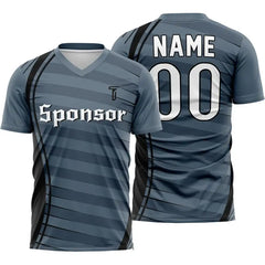 Custom Grey Stripes Team Soccer Jersey