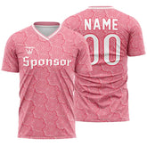Custom Pink Puzzle Team Soccer Jersey