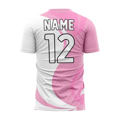 Custom Pink White Wave Team Soccer Jersey