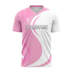 Custom Pink White Wave Team Soccer Jersey