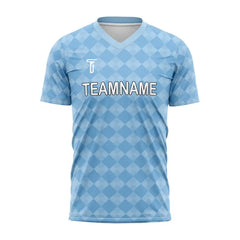 Custom Blue Checkerboard Team Soccer Jersey