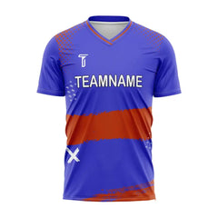 Custom Blue Red Strokes Team Soccer Jersey